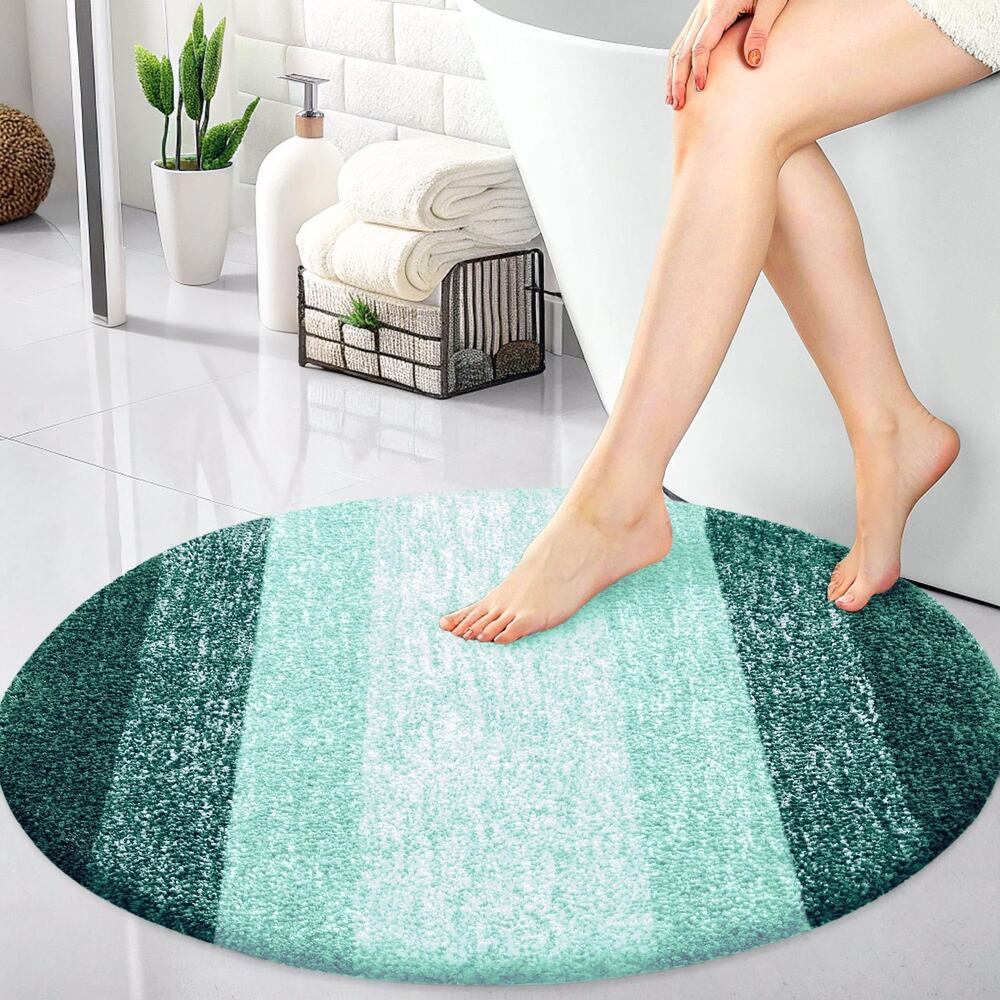 New OLANLY 30-Inch Round Bathroom Rugs Microfiber Bath Rugs Blackish Green